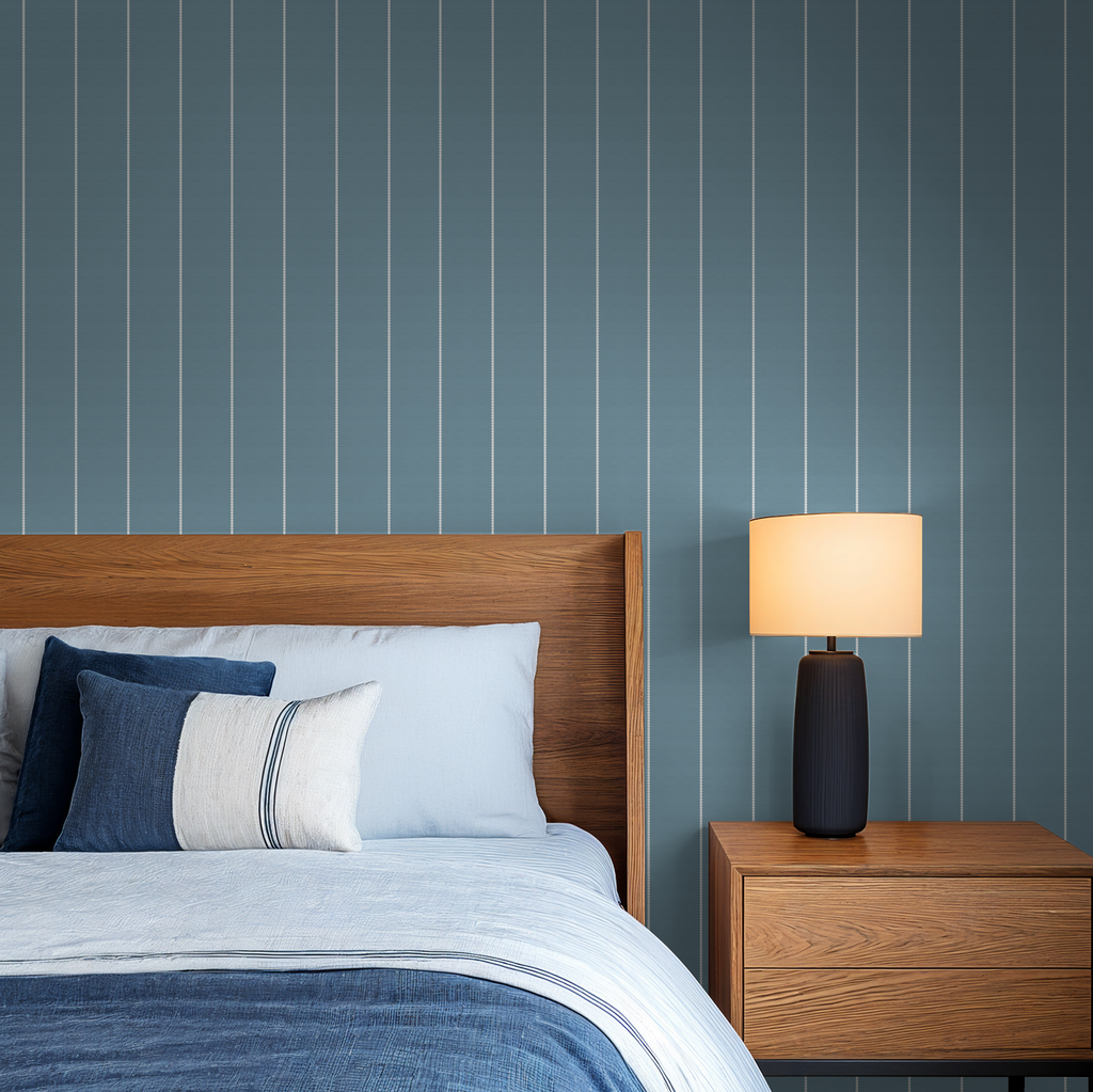 Pinstripe Dot (Blue) Removable Wallpaper