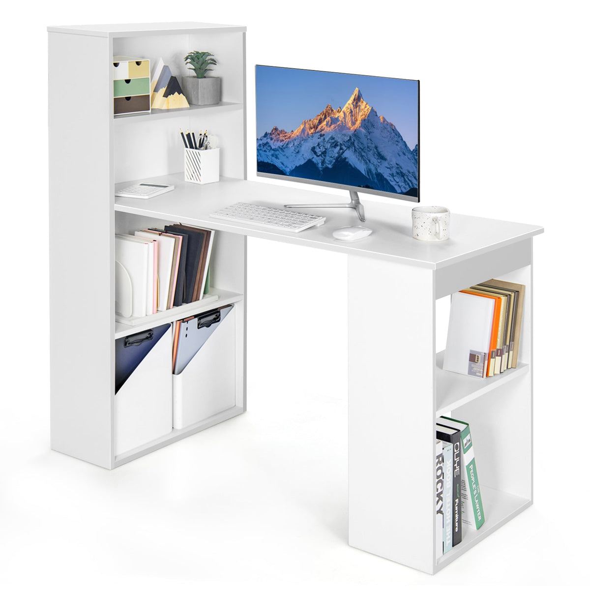 Desk/Table with 6-Tier Storage Shelves