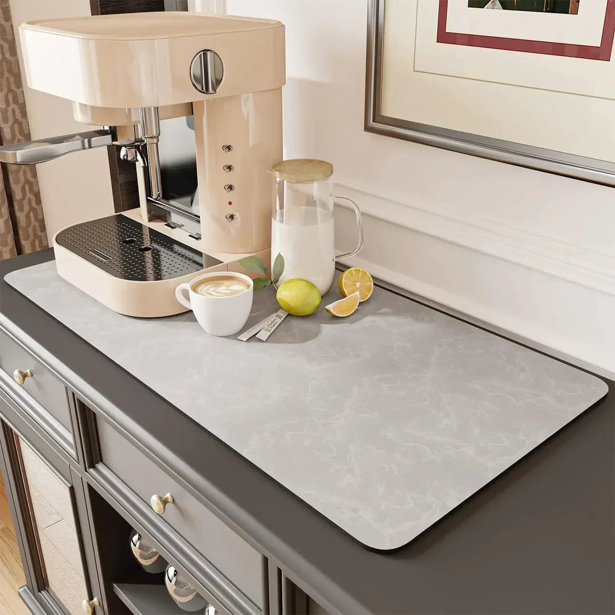 Coffee Station Mat - Water-Absorbent, Non-Slip
