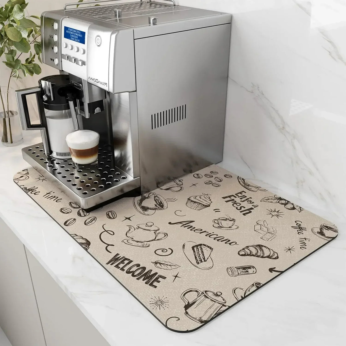 Coffee Station Mat - Water-Absorbent, Non-Slip
