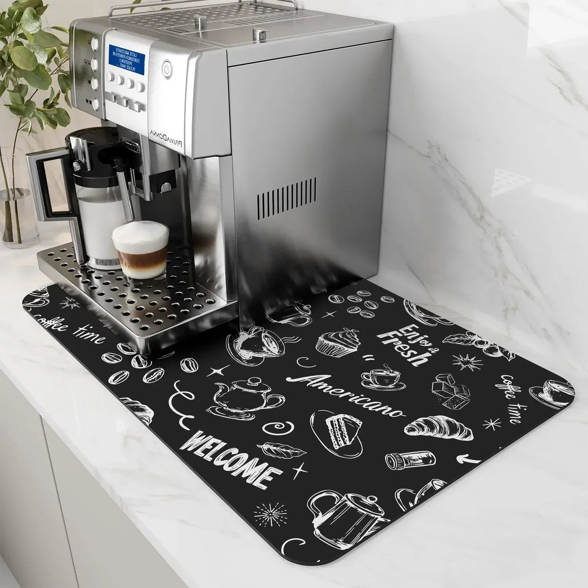 Coffee Station Mat - Water-Absorbent, Non-Slip