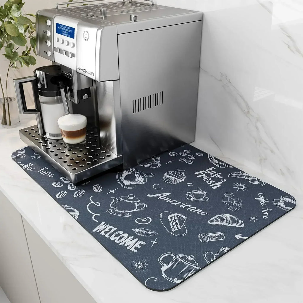Coffee Station Mat - Water-Absorbent, Non-Slip