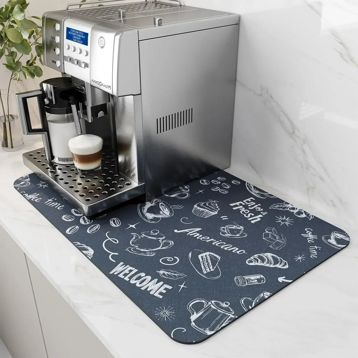 Coffee Station Mat - Water-Absorbent, Non-Slip