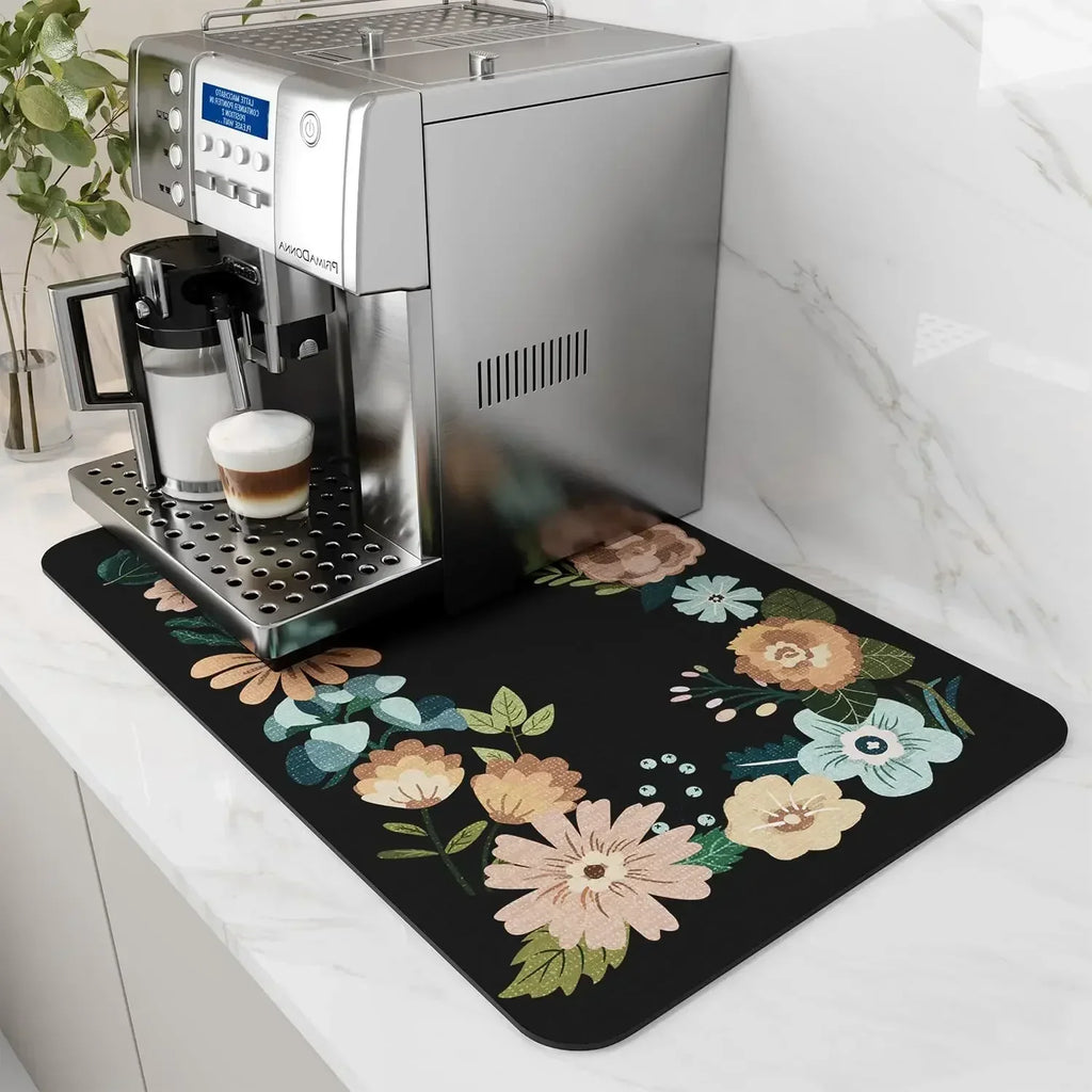 Coffee Station Mat - Water-Absorbent, Non-Slip