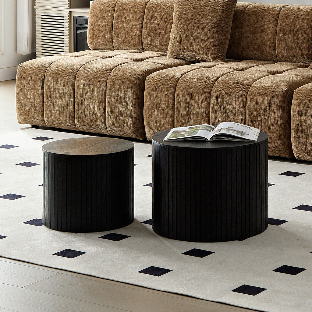 Nested Table Set with Storage - 2 Pieces in Black