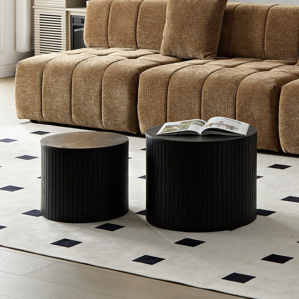 Nested Table Set with Storage - 2 Pieces in Black