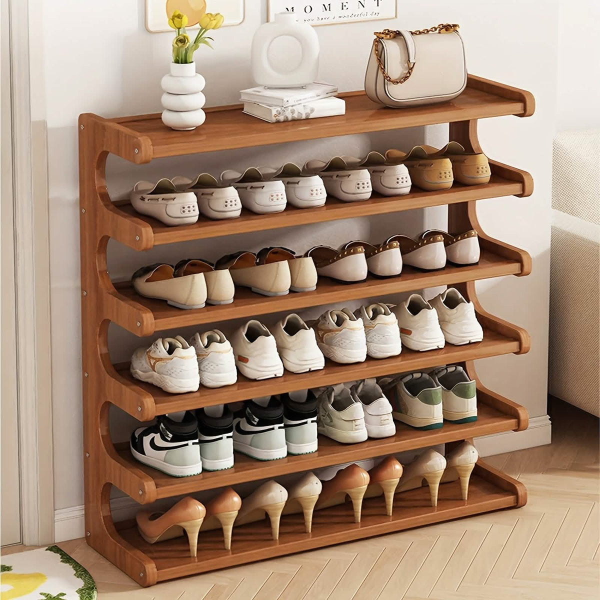 Bamboo Shoe Rack Organizer