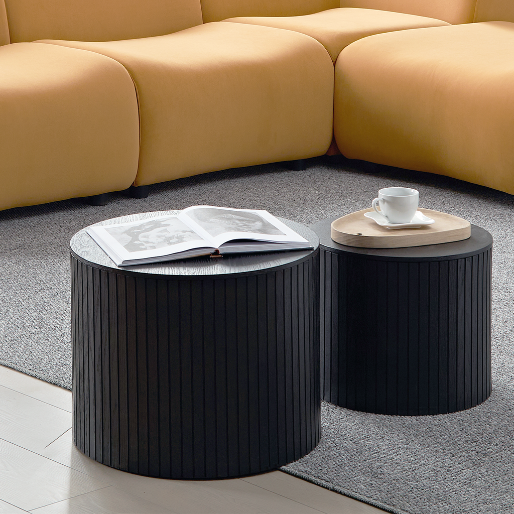 Nested Table Set with Storage - 2 Pieces in Black