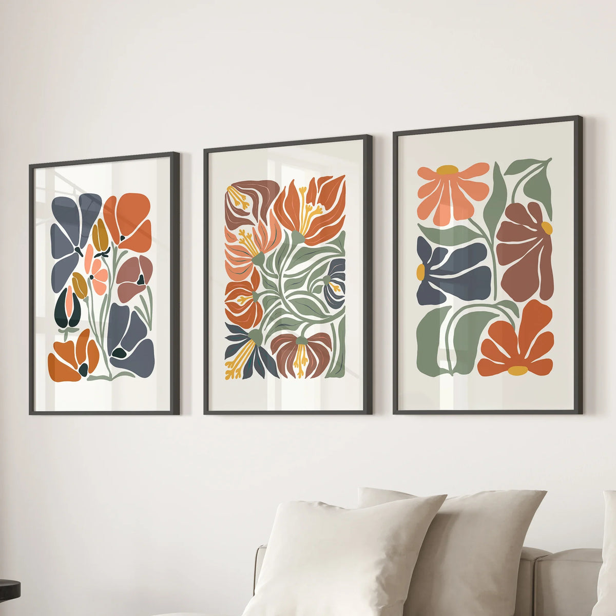 Boho Abstract Flowers Wall Prints Set