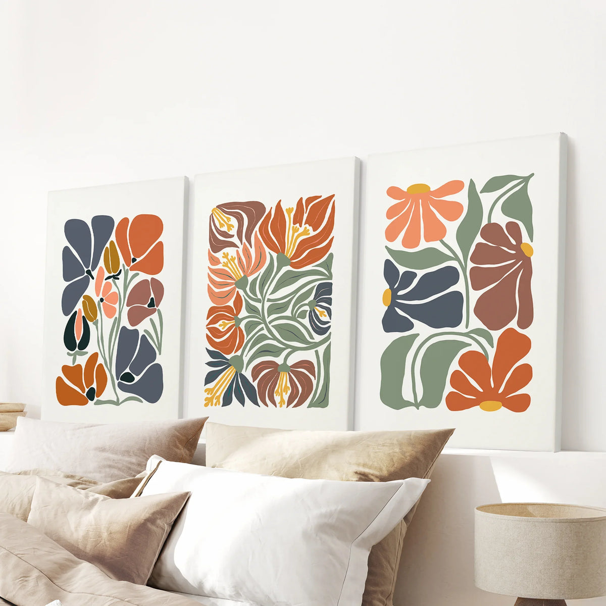 Boho Abstract Flowers Wall Prints Set