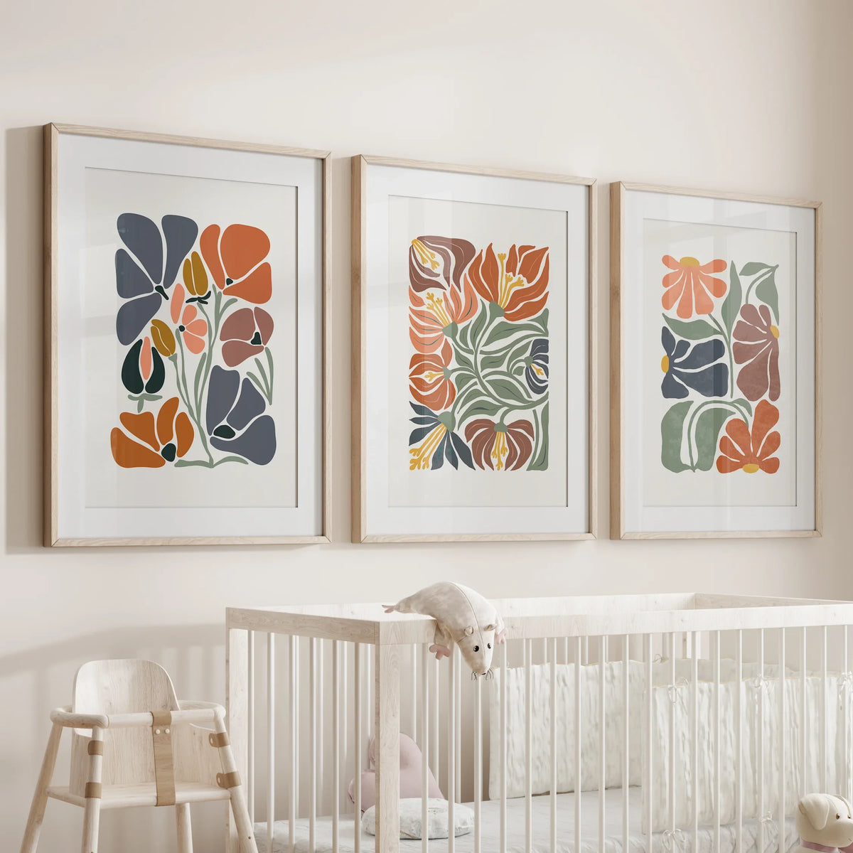 Boho Abstract Flowers Wall Prints Set