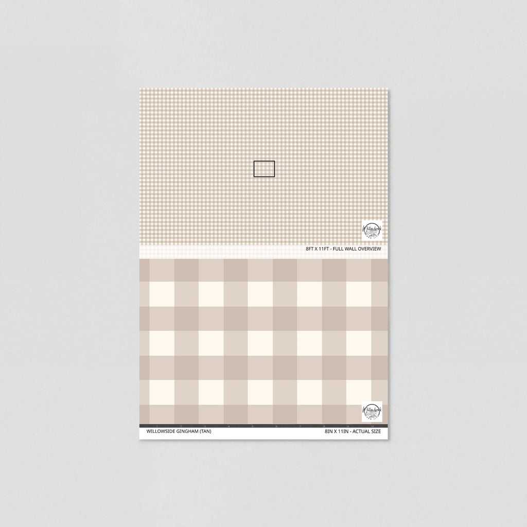 Willowside Gingham (Tan) Removable Wallpaper