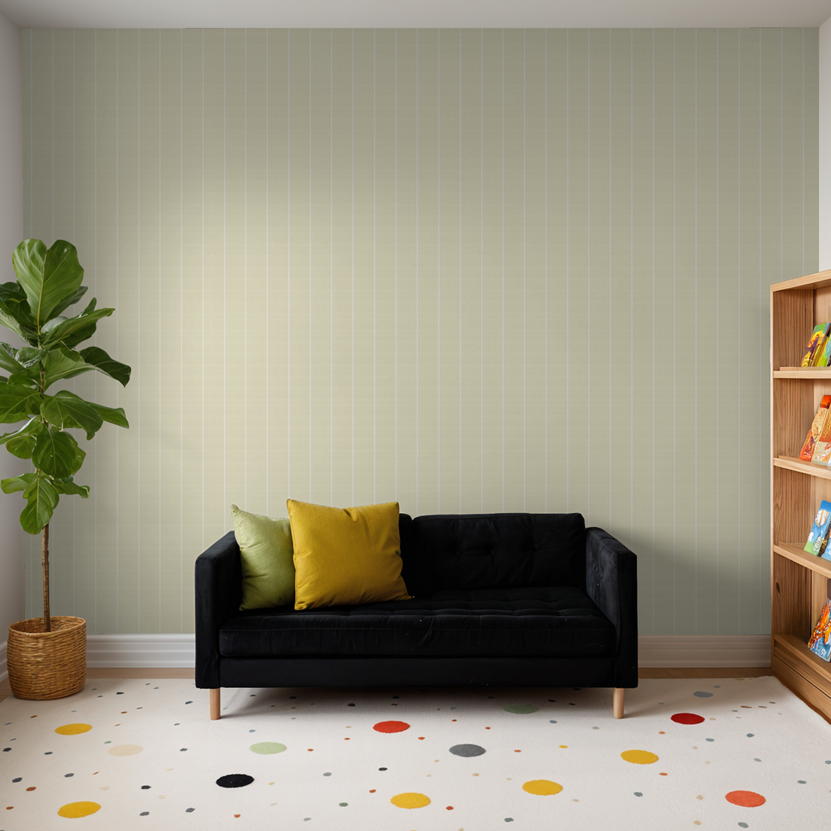 Pinstripe Dot (Yellow) Removable Wallpaper