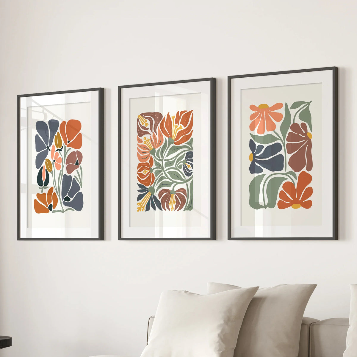 Boho Abstract Flowers Wall Prints Set