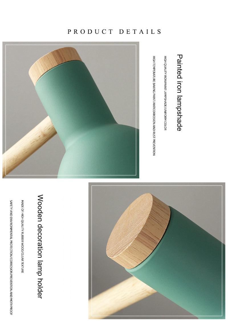 Nordic Wooden Desk Lamp — Adjustable Arm, Dimmable LED