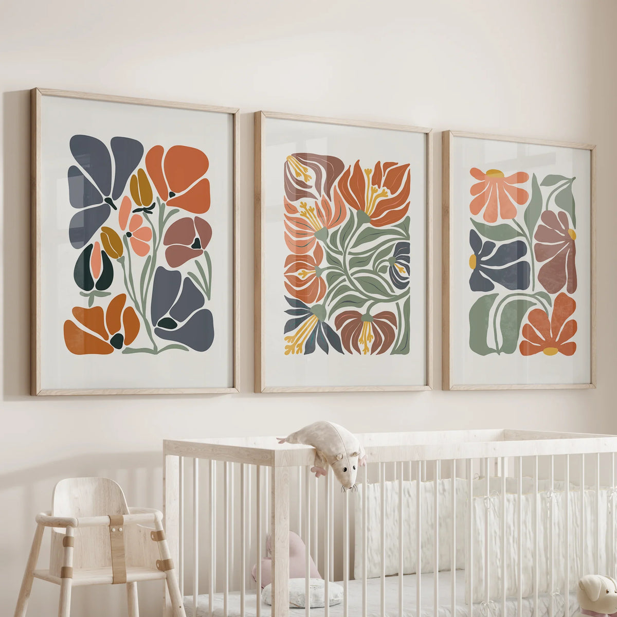 Boho Abstract Flowers Wall Prints Set